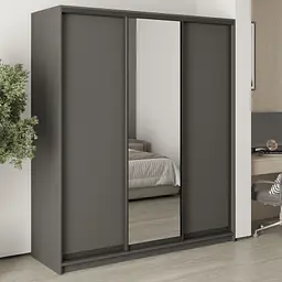 Шафа-купе тридверна MebelStar Комбо BG 2ДСП/Дзеркало 180x45x210 см Антрацит (MBS-9068)