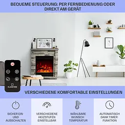 Електричний камін Klarstein Lienz 1800 Вт 30 м² (10034123) - мініатюра 2