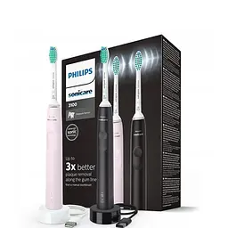 Набір звукових зубних щіток Philips Sonicare Series 3100 HX3675/15, рожева + чорна, 2 шт. - мініатюра 2