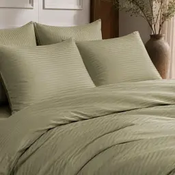 Постільна білизна LoveYouHome Євро страйп-сатин оливкова (ly32092) - мініатюра 4