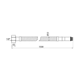 Гнучка підводка для підключення змішувача Kroner KRP 1/2"хМ10 ВЗ 150 см в обплетенні з нержавіючої сталі (пара) - мініатюра 2