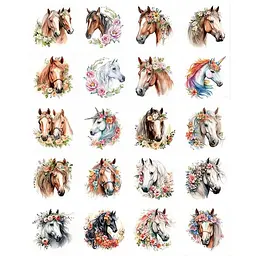 Набір тимчасових татуювань "Коні" Fresh Tattoo Horses-20-01 розмір 6х6 см