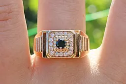 Печатка Xuping Jewelry квадратна з боків сходи до чорного фианиту в середині 19 р золотиста - мініатюра 3