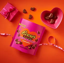 Шоколадні цукерки Reese's Unwrapped Mini Hearts Valentine's Day Peanut Butter 215г - мініатюра 3