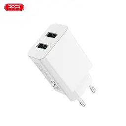 Мережевий зарядний пристрій XO L119 (EU) dual USB-A QC18W fast charging charger Білий