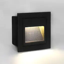 Світлодіодний світильник DH1010ARD 3W 3000K LED чорний IP54 квадратний сходовий 85*85*49мм для підсвітки сходів 230V 30Lm