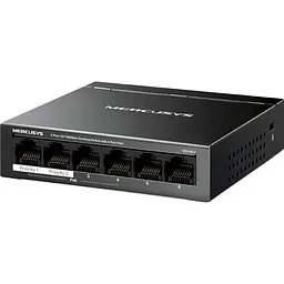 Комутатор Mercusys MS106LP, Black, LAN 10/100/1000Mb, 4 порти PoE+ - мініатюра 2