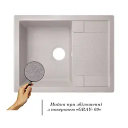 Кухонна мийка Lidz 650x500/200 GRA-09 (LIDZGRA09650500200), Сірий - мініатюра 3