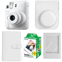 Набор камера Fujifilm Instax Mini 12, Фотобумага 20шт, Чехол, Фотоальбом 108 фото, Фоторамка Белый