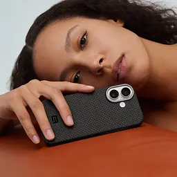 Защитный чехол для Apple iPhone 17, BlackIcon Kevlar MagCase, кевларовый, черный, панель, накладка с поддержкой MagSafe, противоударный, защита всего корпуса, усиленные углы, совместим с беспроводной зарядкой, ArmorStandart (ARM88532) - мініатюра 9