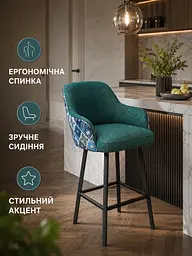 Барний кухонний стілець Ріо з акцентною спинкою 2 Хокер на металевих ніжках 111×57 см, до 200 кг, смарагдовий (49676311) - мініатюра 4