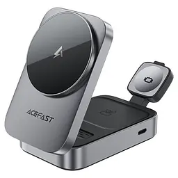 Бездротовий зарядний пристрій ACEFAST E22 Desktop 3-in-1 Wireless Charging holder сірий