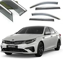 Дефлектори вікон вітровики Benke для Kia Optima K5 2020- Хром Молдинг Із Нержавіючої Сталі 3D