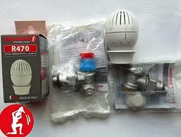 Комплект термостатичний Giacomini R470FX033 ЕКО 1/2” кутовий 2 крана + термоголовка 30412 - мініатюра 2