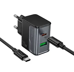 Мережевий зарядний пристрій Hoco CS71A Star Speed PD20W+QC3.0 charger set(Type-C to Type-C)(EU) Чорний