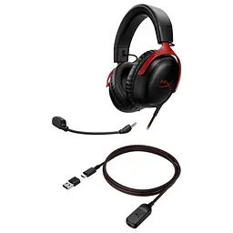 Навушники HyperX гарнітура ігрова геймерські Cloud III 3.5 mm (727A9AA) чорні червоні - мініатюра 2