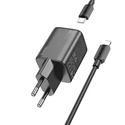Зарядний пристрій Hoco N41 USB/ Type-C PD QC чорний + кабель Type-C to Lightning - мініатюра 3