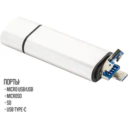 Концентратор XoKo AC-440 Type-C USB 3.0 and MicroUSB/SD Card Reader (XK-AС-440) - мініатюра 5