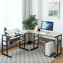 Комп'ютерний стіл Costway Fulton з регульованою панеллю в стилі Loft - мініатюра 5
