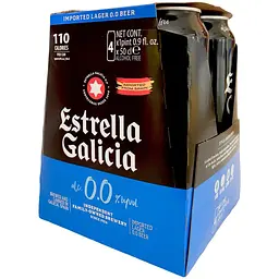Уцінка. Упаковка пива Estrella Galicia Especial безалкогольне світле 0.0% 2 л (0.5 л x 4 шт.) з/б - мініатюра 3