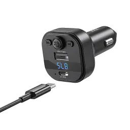 FM модулятор XO BCC18 USB-A OTG/USB-C Black (BCC18.black) - мініатюра 2