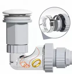 Сифон меблевий VBI з чорним клапаном VBI-059101BL, Чорний матовий - мініатюра 2