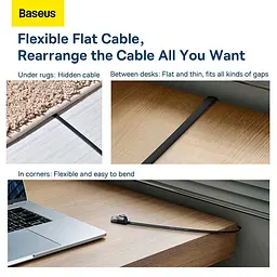 Кабель Baseus high Speed Six types of RJ45 Gigabit network cable (flat cable) 1 метр чорний - мініатюра 9
