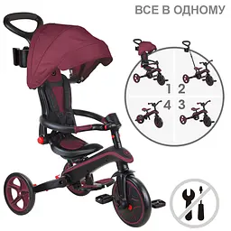 Велосипед дитячий Globber Explorer Trike Foldable 4в1 до 20 кг бордовий (732-202-2) - мініатюра 3