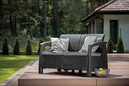 Диван пластиковий садовий Keter Corfu II Love seat графіт - мініатюра 6