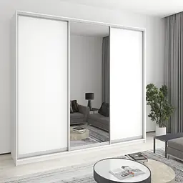 Шафа-купе тридверна MebelStar Комбо AL 2ДСП/Дзеркало 260x60x240 см Аляска білий (MBS-2108)