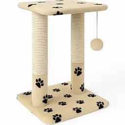 Когтеточка для котів PolyPet подряпка-арка квадрат бежевий з чорними лапками 43x43x65 см КРД/0022-12