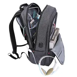 Рюкзак міський Tigernu T-B3142 з USB портом та відсіком для ноутбука до 17'' 18л Grey (19384) - мініатюра 6