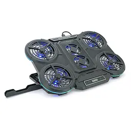 Підставка під ноутбук IceCoorel Q6, до17", fan4-100*15/2-70*15 мм, корпус пластик, 2 USB-порти + LCD display, 410x285x35mm, RGB-10 режимів, Box Q8