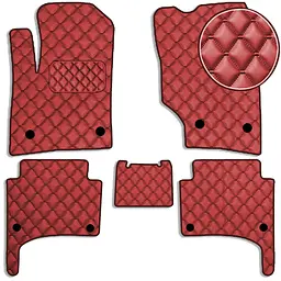 Килимки в салон для Volkswagen Touareg I 2002-2010 Екошкіра Червоні 5 шт (Rombus)