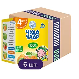 Упаковка соку Чудо-чадо Яблуко-абрикос + Яблуко + Яблуко-персик + Яблуко-груша 4.8 л (4 шт. по 200 мл x 6 шт.)