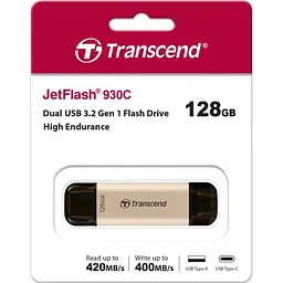 USB флеш накопичувач Transcend 128GB JetFlash 930 Gold-Black USB 3.2/Type-C (TS128GJF930C) - мініатюра 8