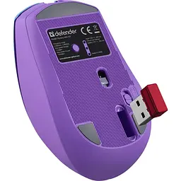 Мишка Defender Mystery MM-301, бездротова Bluetooth+2.4G, 1600 dpi., 4кн., 500mAh, LED, фіолетова - мініатюра 5