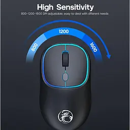 Ігрова миша бездротова iMICE W618, 4 кнопок, акумулятор, 1600dpi, 2.4Ghz, Black - мініатюра 7