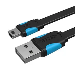 Кабель USB-MiniUSB 2.0 5pin Vention Flat 0.25 m Black (VAS-A14-B025)