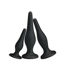 Набір анальних пробок Begginer's Mini Anal Kit 3 шт. (чорний) - мініатюра 5