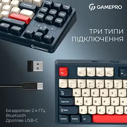 Клавіатура GamePro Asgard Ragnar Keychron Super Red Switch Wireless/Bluetooth/USB Blue бездротова (MK285BL) - мініатюра 10
