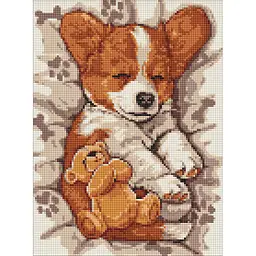 Алмазна мозаїка Сонний корги AMO8044, 30x40 см