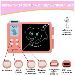 Планшет для малювання з обучающими карточками S5 Pink - мініатюра 3