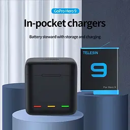 Зарядний пристрій Telesin 3-Channel Battery Charger для HERO 9/10/11 (GP-BCG-901) [76677] - мініатюра 8