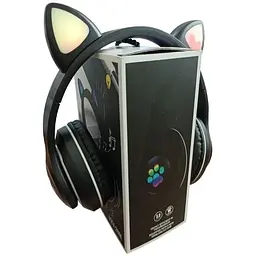 Навушники бездротові Cat ear VZV-28M Bluetooth LED з котячими вушками чорні - мініатюра 5