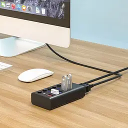 Концентратор Dynamode 5 ports USB3.0 to 4*USB3.0+2.4А Power Adapter 2.5A/12V (DM-UH-P405-G) - мініатюра 5