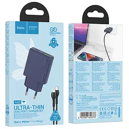 МЗП Hoco N45 Biscuit PD30W+QC3.0 + Type-C to Lightning Titanium blue - мініатюра 3