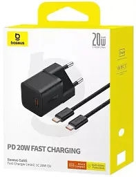 Мережевий зарядний пристрій Baseus GaN5 Fast Charger (Xiaomini) Type-C 20W + Cable Type-C to Type-C P10110900113-00 Black - мініатюра 7