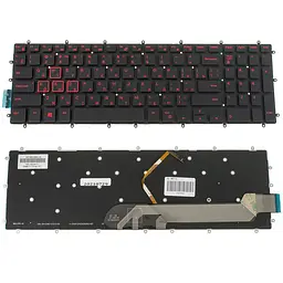 Клавіатура для ноутбука DELL (Inspiron: 7566, 7567) rus, black, без фрейма, підсвічування клавішRED