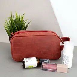 Косметичка жіноча шкіряна HandyCover HC0029 червона з ручкою
